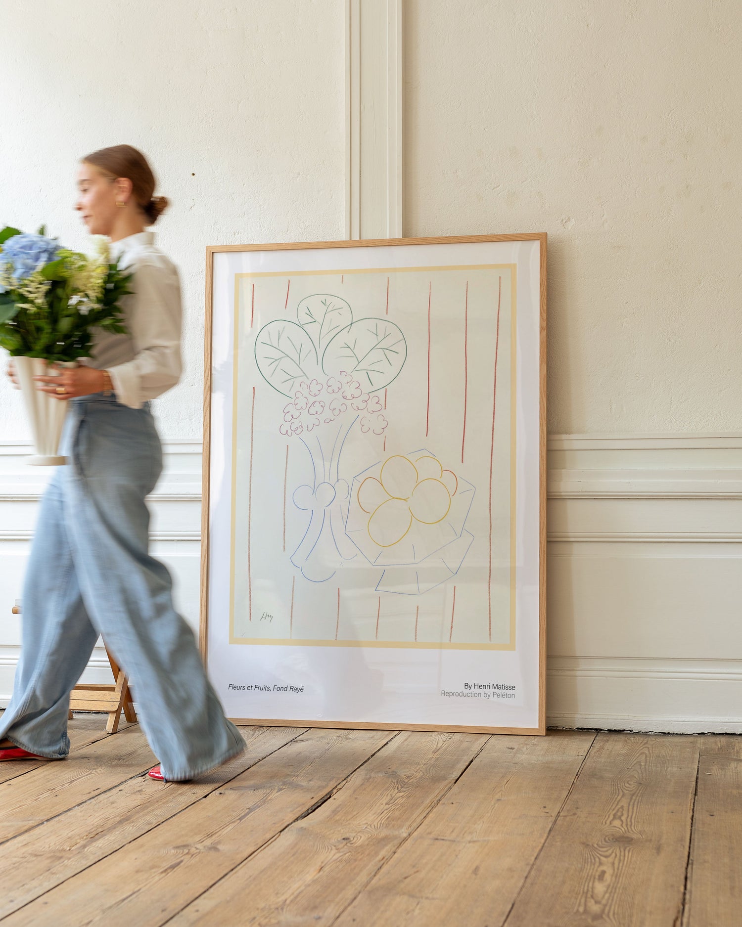 Flowers and Fruits, Striped Background