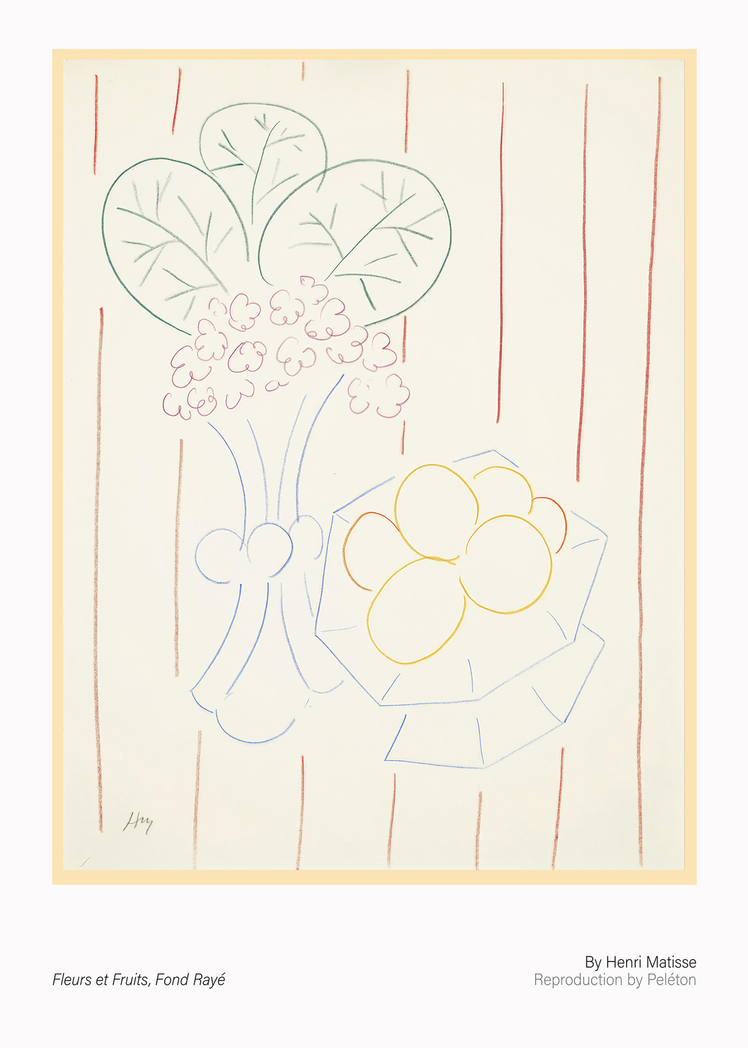 Flowers and Fruits, Striped Background