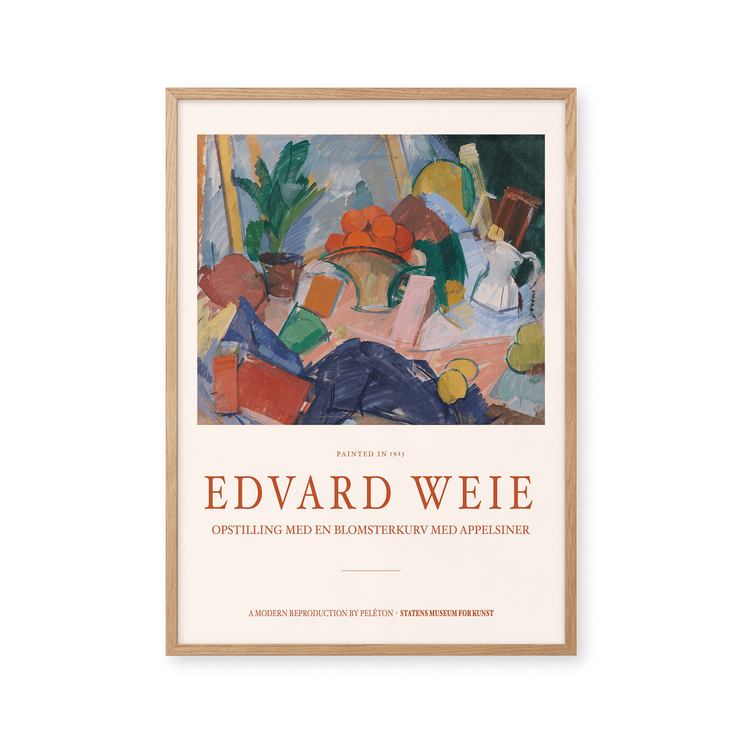 Setup with a flower basket with oranges