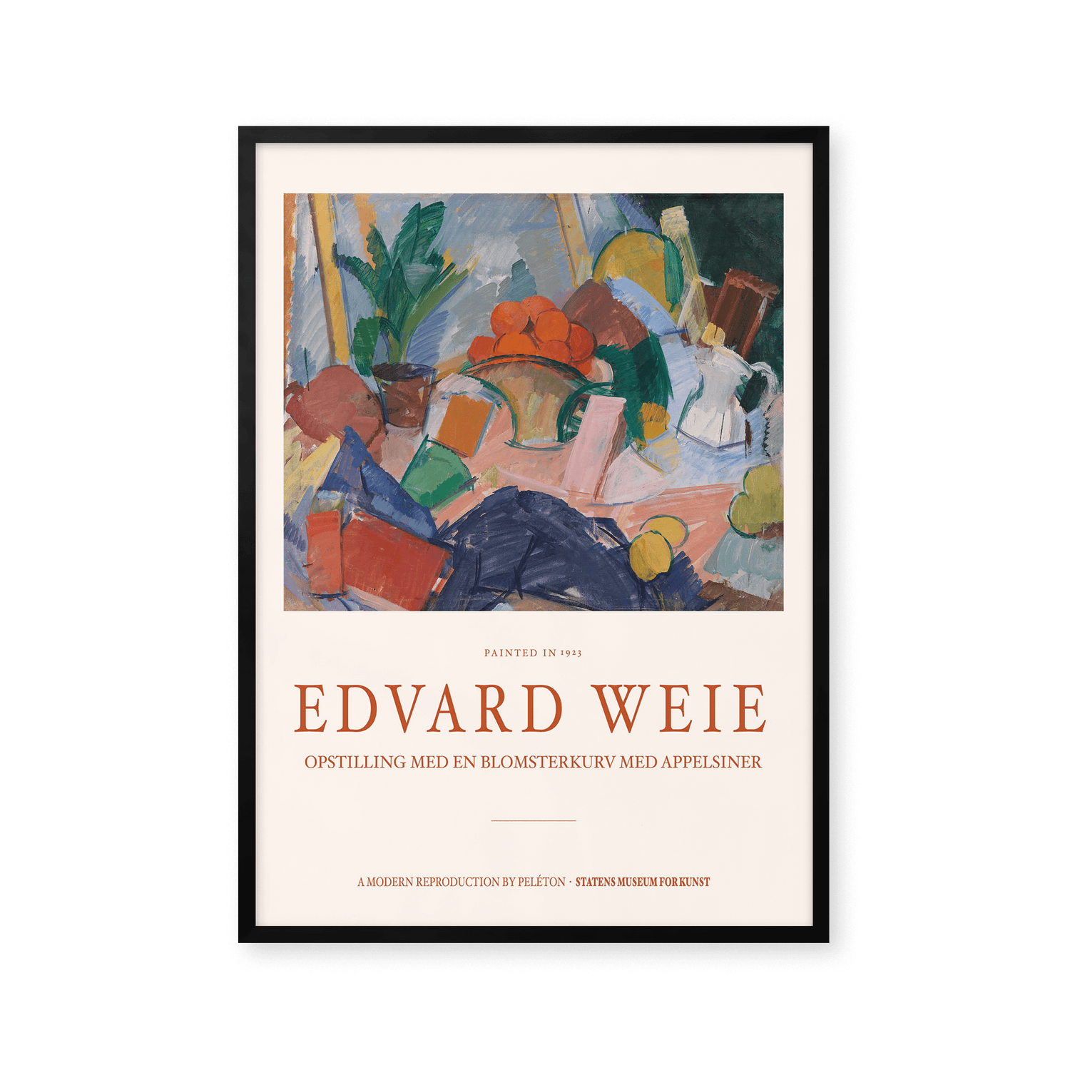 Setup with a flower basket with oranges