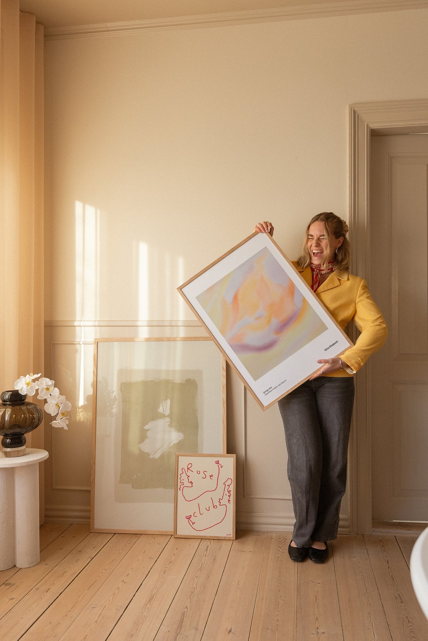 Composition of summery art prints