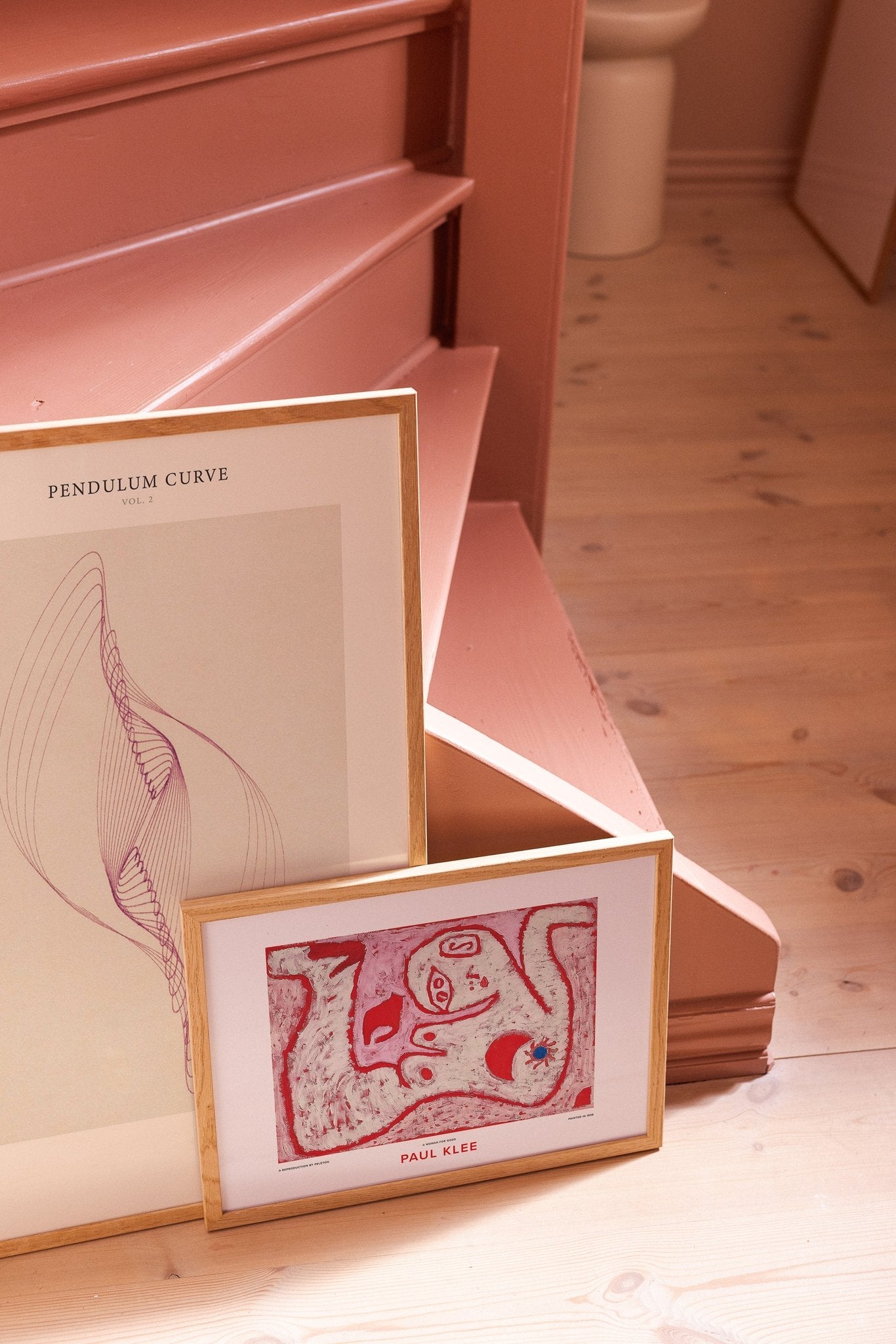 Art prints by pink staircase